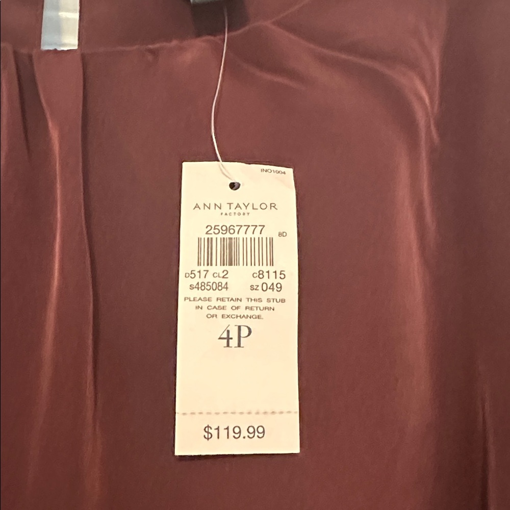 Ann Taylor Burgundy Short Flutter Sleeve Shift Dress Size 4P - Picture 5 of 8